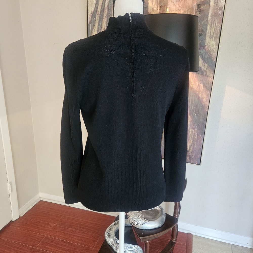 St. John Black Cowl Neck Sweater - Picture 5 of 6